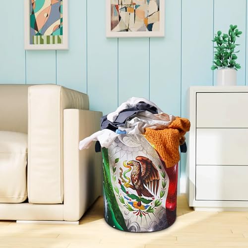 Flag Of Mexico Laundry Basket Foldable Oxford Cloth Hamper 18.9 x 16.5 Inch - color: Flag Of Mexico