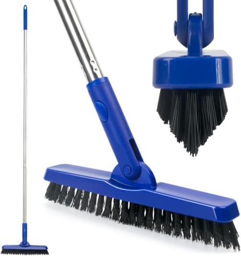 CELOX Grout Brush with Long Handle V-Shape Grout Line Scrubber with Stiff Bristle for Deep Cleaning Tile Grout, Blue - color: Bright-blue