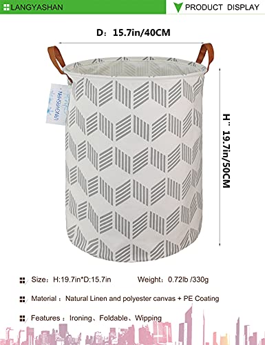 Round Laundry Basket Collapsible Storage Hamper Organizer Gery Wave - color: Gery wave