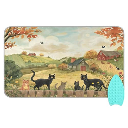 Ironing Mat Portable Ironing Pad Ironing Blanket for Table Top Heat Resistance Double-Side Using Travel Large 47.2 x 27.6 Inch Foldable Lightweight Farmhouse Cats - color: Farmhouse Cats