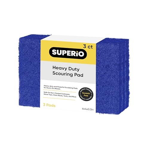Scouring Pad Non-Scratching Scrubber Non-Scratch Cleaning Scrub Pads, Heavy Duty Scouring Pad, Reusable Kitchen Scrubbing Pad Pack of 3, Blue, By Superio - color: Blue, size: 3-pack