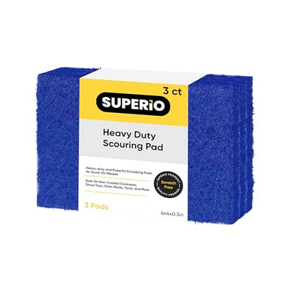 Scouring Pad Non-Scratching Scrubber Non-Scratch Cleaning Scrub Pads, Heavy Duty Scouring Pad, Reusable Kitchen Scrubbing Pad Pack of 3, Blue, By Superio - color: Blue, size: 3-pack