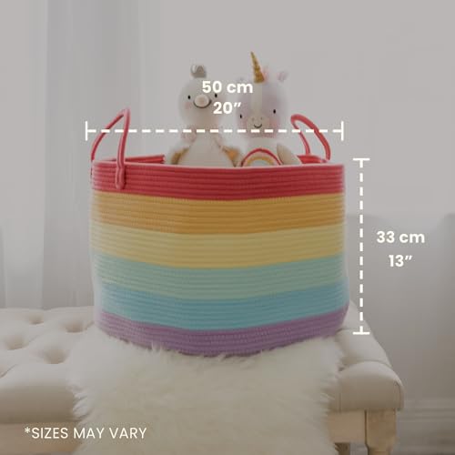 OrganiHaus Rainbow Toy Basket & Blanket Storage Bin, Nursery 20x13" - color: Rainbow, size: Wide