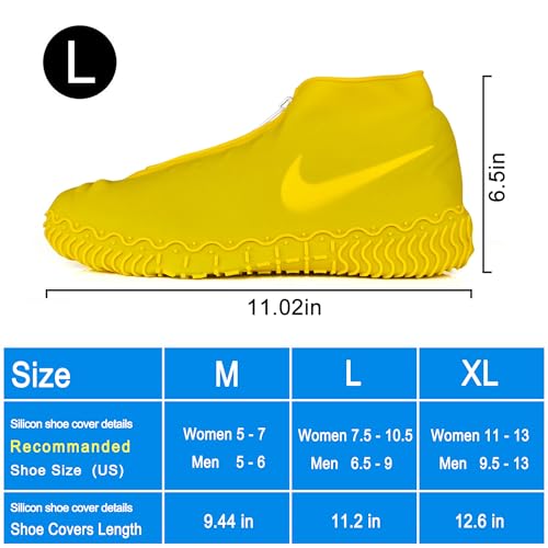 Shiwely Waterproof Shoe Covers, Silicone Reusable Shoe Cover Non-slip Durable Zipper Elastic Rain Cover Protection for Men Women (L (Women 7.5-10.5, Men 6.5-9), Yellow) - color: Yellow, size: L (Women 7.5-10.5, Men 6.5-9)