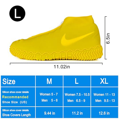 Shiwely Waterproof Shoe Covers, Silicone Reusable Shoe Cover Non-slip Durable Zipper Elastic Rain Cover Protection for Men Women (L (Women 7.5-10.5, Men 6.5-9), Yellow) - color: Yellow, size: L (Women 7.5-10.5, Men 6.5-9)