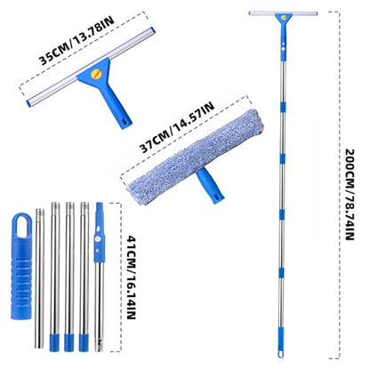 78'' Window Squeegee, 2 in 1 Outdoor Window Cleaning Tools - size: 15.74-78.74in