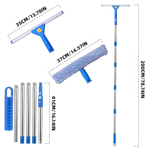 78'' Window Squeegee, 2 in 1 Outdoor Window Cleaning Tools - size: 15.74-78.74in