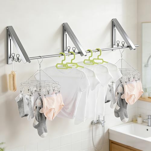 FOLAI 3-Piece Drill-Free Folding Clothes Drying Rack (Silver), - color: Silver, size: 3-Piece