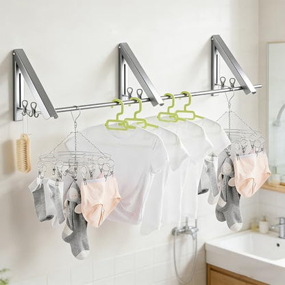 FOLAI 3-Piece Drill-Free Folding Clothes Drying Rack (Silver), - color: Silver, size: 3-Piece