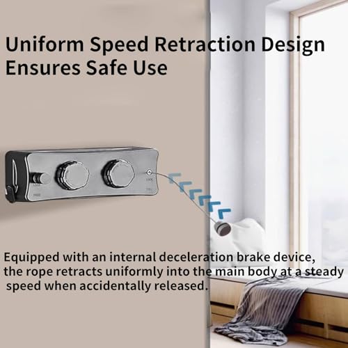 Retractable Clothesline, Dual-Line Stainless Steel Clothes Line Wall Mounted Drying Rack with Auto-Lock and Non-Sagging Design for Indoor and Outdoor 16.7ft*2