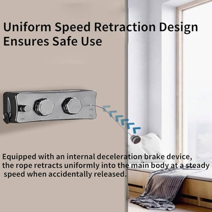 Retractable Clothesline, Dual-Line Stainless Steel Clothes Line Wall Mounted Drying Rack with Auto-Lock and Non-Sagging Design for Indoor and Outdoor 16.7ft*2
