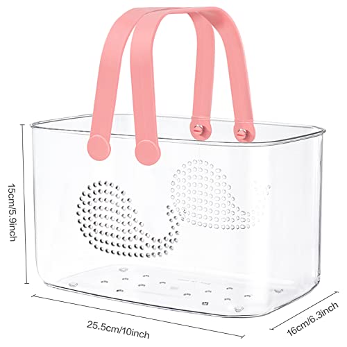 2 Pack Plastic Shower Caddy Basket for Bathroom (White+Pink) - color: White+Pink