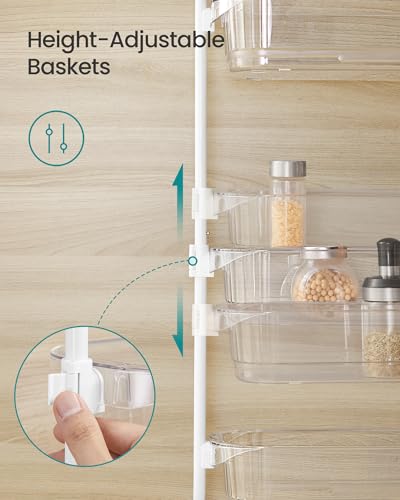 SONGMICS Over the Door Cabinet Organizer, 6-Tier Clear PET Baskets, 53 In H - color: Transparent