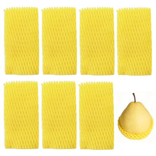 Fruit Protection Mesh Bags Foam Mesh Keep Safe Sleeves for Large Supermarkets, Shops (Yellow 12x7cm-50PCS) - size: Yellow 12x7cm-50PCS