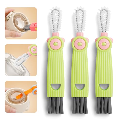 3 in 1 Cup Lid Gap Cleaning Brush Set, Multifunctional Bottle Cleaning Brush, Portable Water Bottle Cleaner Brush, Home Kitchen Cleaning Tools for Thorough Cleaning of Bottles, Cups, and Tight Spaces - color: Green