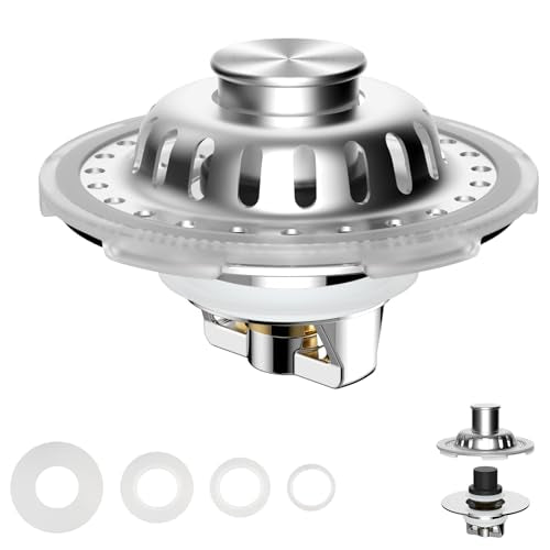 Universal Bathtub Drain Stopper, Brass Metal Shower Hair Catcher, Chrome - color: Chrome Finish with Transparent Edge