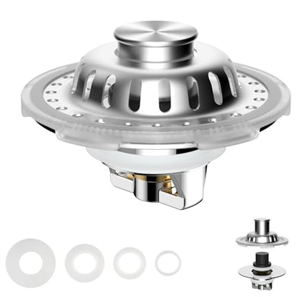 Universal Bathtub Drain Stopper, Brass Metal Shower Hair Catcher, Chrome - color: Chrome Finish with Transparent Edge