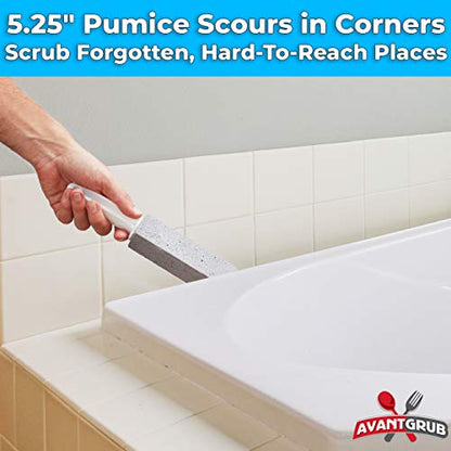 Non-Toxic, Chemical-Free Grey Pumice Scrubber 2 Pk with Handle. Perfect Reusable Cleaning Block for Kitchen, Cookware, Grills, BBQs and Bathrooms. Best Cleaner for Rust Stains, Carbon, or Calcium - size: 1 Count (Pack of 2)