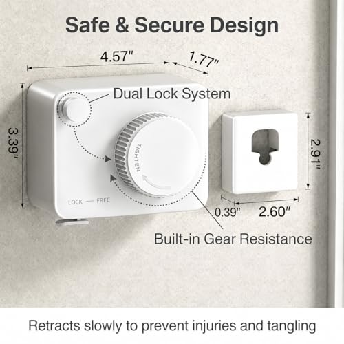 Retractable Clothesline, 14.04 Ft Clothes line Outdoors, Heavy Duty Stainless Steel Clothes Drying Line, Wall Mounted Laundry Line for Indoor, Outdoor, Balcony, Bathroom, Laundry Room