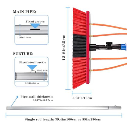 Water Fed Pole Kit Adjustable Solar Panel Cleaning Kit Cleaner Tool for Window Glass Roof Outdoor Glass Brush Window Washing Equipment (24FT) - size: 24FT