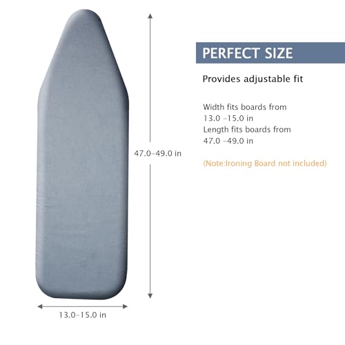 SheeChung Ironing Board Cover and Pad 15"x49", Scorch and Stain Resistant - color: Grey Blue, size: 49"L x 15"W