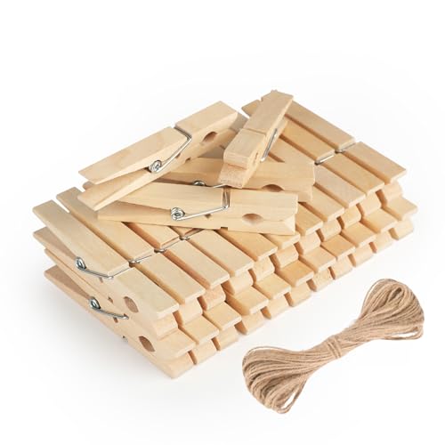 jijAcraft 2.9 Inch Large Clothes Pins - 50Pcs Wooden Clothespins - color: Natural Brown, size: 2.9 inch, 50 pcs