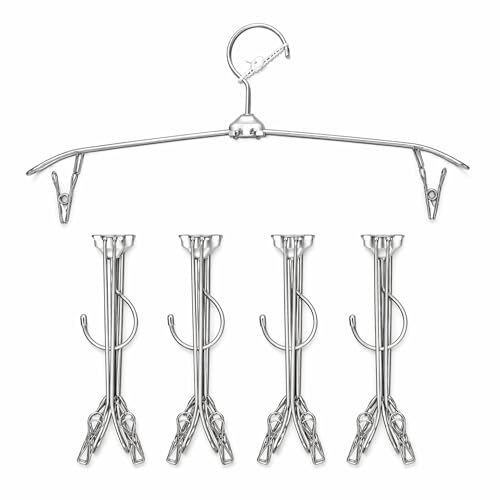 ROOM127 Travel Hangers with Clips, 5 Pack Foldable Stainless Steel Hangers - color: Silver