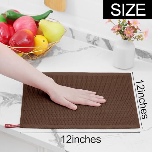 Homaxy 100% Cotton Waffle Weave Kitchen Dish Cloths 18-Pack, Coffee - color: Coffee, size: 12 X 12 - 18 Pack