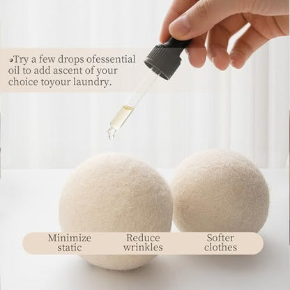 Wool Dryer Balls, 6-Pack, Natural Fabric Softener, Reusable