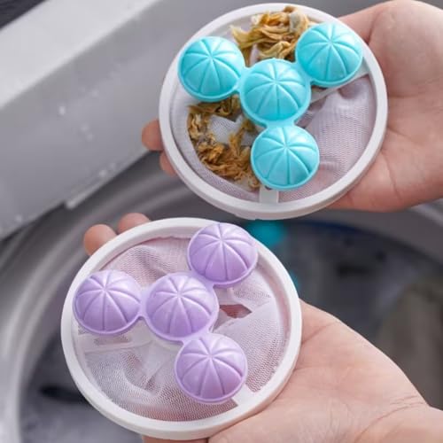 3 Pcs Floating Lint Catcher for Washing Machine, Reusable Pet Hair Remover Filter Mesh Bag, Laundry Care Cleaning Balls, Random Colors