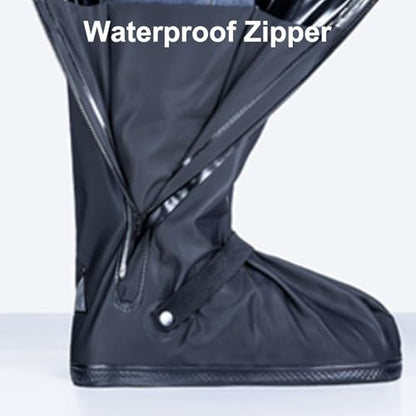 Waterproof Shoe Covers, Reusable & Foldable Rain Boot Shoe Cover with Zipper, Non-Slip, Reflector, Men Women Rain Gear, Black - size: Small