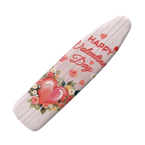 Love Heart Ironing Board Cover Floral Heavy Duty Iron Pad Covers Romantic Standard Boards Full Size Scorch Resistant, Wood Print, Valentines Day Decoration - color: Heart Floral Wood
