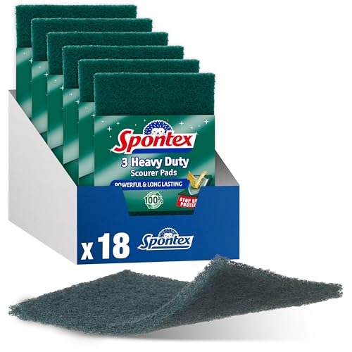 Spontex Heavy Duty Scourer Pads 3 Pack (Pack of 6, Total 18 Scourer Pads)