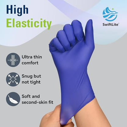 SWIFTLITE Disposable Nitrile Gloves, Food Safe, Latex-Free Powder-Free - size: Medium