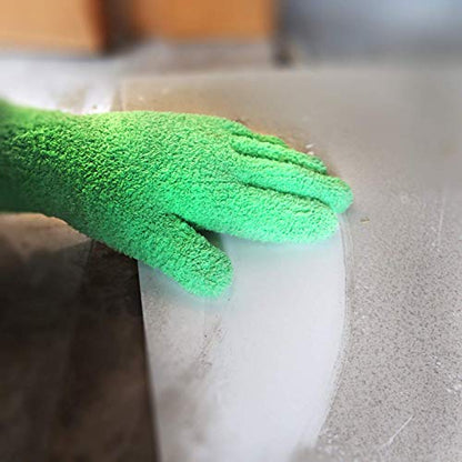 Evridwear Microfiber Dusting Gloves 2 Pairs (Green + Gray)