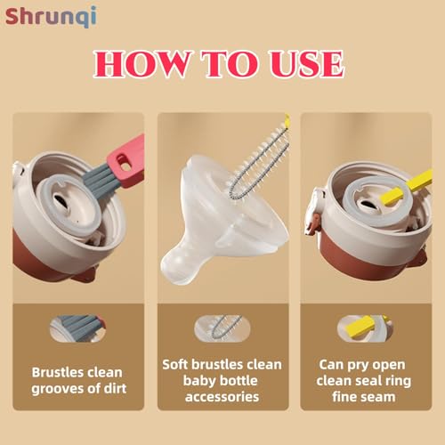 3 in 1 Bottle Cleaning Brush Set, Multifunction Silicone Cup Lid Gap Cleaner, Home Kitchen Crevice Cleaning Tools, Cute Colorful Rabbit，3 Pcs - color: 3 Pcs Colorful Rabbit