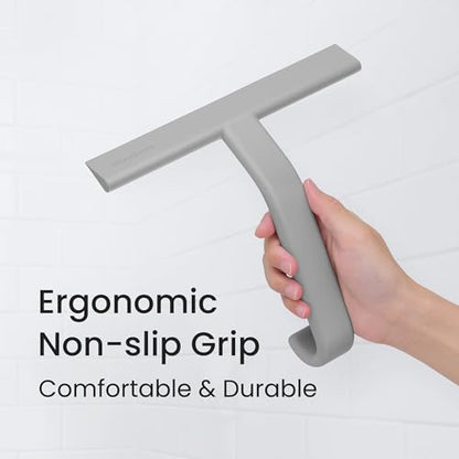 dancemoon JustHang Shower Squeegee with Built-in Hook, 10-Inch Gray - color: Dark Gray