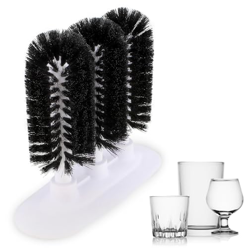 3 Brush Glass Washer Triple Glass Rinser, Cup Washer Brush