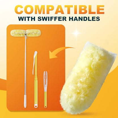 Heavy Duty Duster Refills for Swiffer Duster, 24 Count Yellow Refills with 1 Handle, Disposable Dusters for Cleaning Electronics, Furniture, Blinds - color: Yellow[handle]*1+yellow[refills(double-sided)]*24