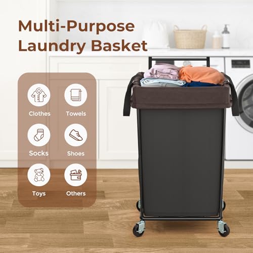 160L Rolling Laundry Hamper with Wheels and Handle, Rolling Laundry Basket - color: Black, size: 160L-with handle