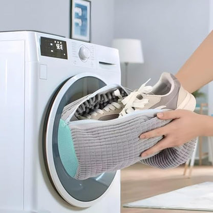Shoe Washing Machine Bag, Thick Mesh Laundry Bag with Zipper Lock, Anti-Deformation Reusable Shoe Cleaner Bag for Sneakers Canvas Athletic Shoes 1-Pack Grey - color: Grey