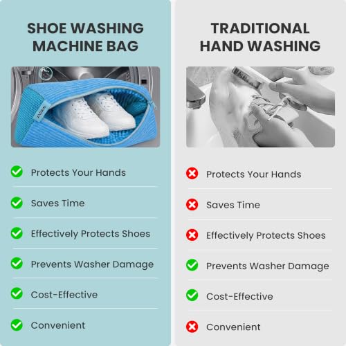 Shoe Washing Machine Bag for Washer and Dryer – 2pc Reusable Shoe Cleaning Bag for Sneakers & Tennis Shoes - color: BLUE