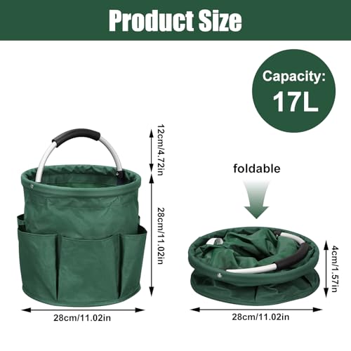 Cleaning Caddy for Cleaning Supplies, 17L Cleaning Supply Caddy with Handle Foldable Cleaning Supplies Organizer Bucket Tool Bag Organizer Cleaning Products Organizers for Home, Garden (Dark Green) - color: Dark Green