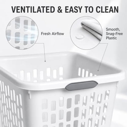 White Laundry Basket 6-Pack, 1.5 Bushel Square with Handles - color: White 6PCS
