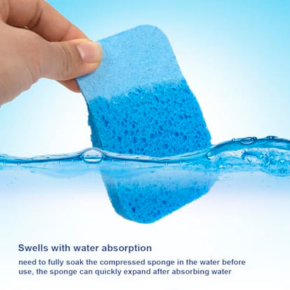 CELOX Dish Brush with Soap Dispenser for Cleaning & 6 Pack Compressed Wood Pulp Sponges