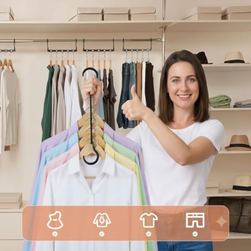 HOUSE DAY 10 Pack Space Saving Hangers, Black, Premium Smart Hanger - color: Black, size: 10 Pack