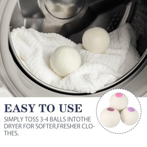 Wool Dryer Balls 6PCS Pure Organic Laundry Wool Tumble Dryer Ball Reusable Natural Fabric Softener Reduce Wrinkles and Drying Time