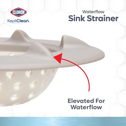 Clorox KeptClean™ WaterGuard Sink Strainer – 2 Pack, Almond Cream - Elevated Drain Protector with Open-Flow Ribbed Design for Kitchen Sink Drainage & Food Debris Collection - color: Almond Cream