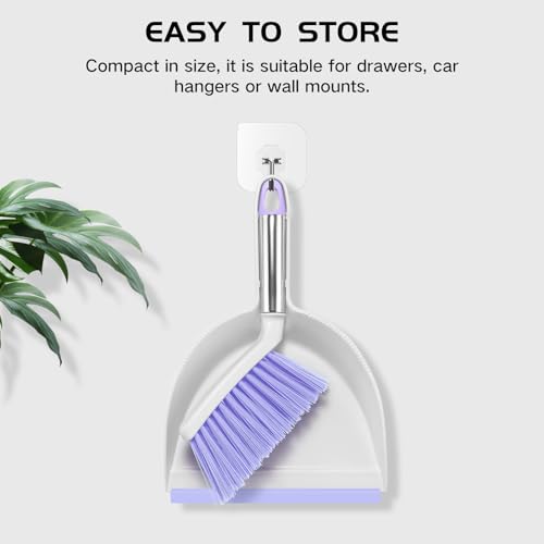 NACENA Mini Broom and Dustpan Set,Small Dust Pan and Brush Set,Light&Purple - color: Light & Purple, size: 1 Pack