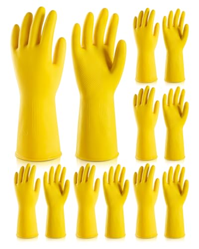 6 Pairs Rubber Cleaning Gloves,Reusable Dishwashing Gloves,Household Dish Gloves for Washing,Cleaning,Kitchen,Painting, Gardening, Pet Care,Extra Thickness,Non-Slip,13", 20 Mil, Heavy Duty, S - color: 6 Pairs, size: Small